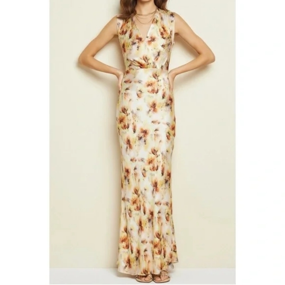 Bec + Bridge Sunset‎ Floral Satin Party Cocktail Maxi Dress Size 12